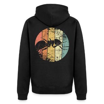 Ameise - Unisex Premium Bio Zip Hoodie - Schwarz - Hinten - Nico (187cm)
