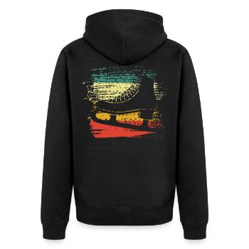 Schlittschuh - Unisex Premium Bio Zip Hoodie - Schwarz - Hinten - Nico (187cm)