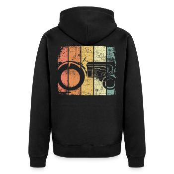 Landwirt Traktor Oldtimer - Unisex Premium Bio Zip Hoodie - Schwarz - Hinten - Nico (187cm)