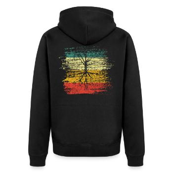 Baum - Unisex Premium Bio Zip Hoodie - Schwarz - Hinten - Nico (187cm)