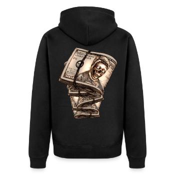 Dollar - Unisex Premium Bio Zip Hoodie - Schwarz - Hinten - Nico (187cm)