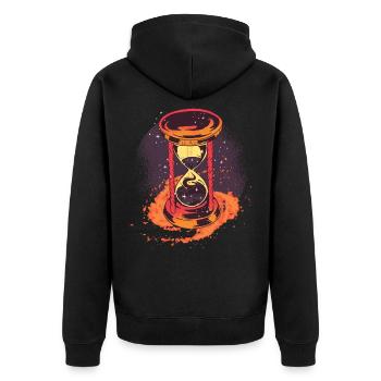 Sanduhr Phantasie - Unisex Premium Bio Zip Hoodie - Schwarz - Hinten - Nico (187cm)