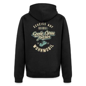 Fuck on normal, cool grandpa ride camper - Unisex Premium Organic Zip Hoodie - black - Back - Nico (187cm)