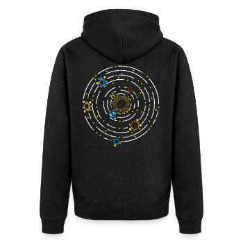 Planeten Sonnensystem - Unisex Premium Bio Zip Hoodie - Schwarz - Hinten - Nico (187cm)