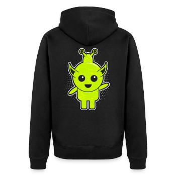 Doux mâle alien vert - Veste à capuche bio Premium Unisexe - noir - Dos - Nico (187cm)