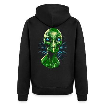 Alien - Unisex Premium Bio Zip Hoodie - Schwarz - Hinten - Nico (187cm)