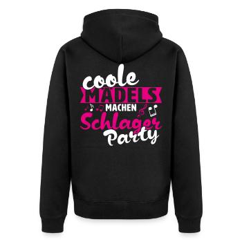 Schlagerparty Schlager - Unisex Premium Bio Zip Hoodie - Schwarz - Hinten - Nico (187cm)