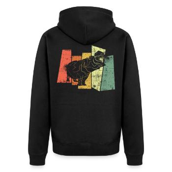 Hippo Hippo Hippo - Unisex Premium Organic Zip Hoodie - black - Back - Nico (187cm)
