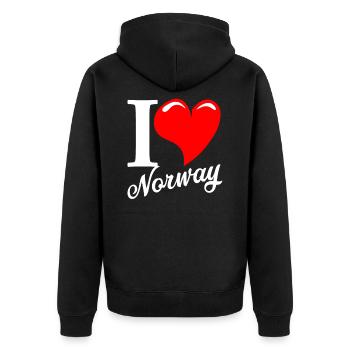 Norway - Unisex Premium Organic Zip Hoodie - black - Back - Nico (187cm)
