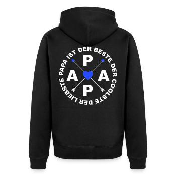 Papa ist der Beste Vatertag - Unisex Premium Bio Zip Hoodie - Schwarz - Hinten - Nico (187cm)