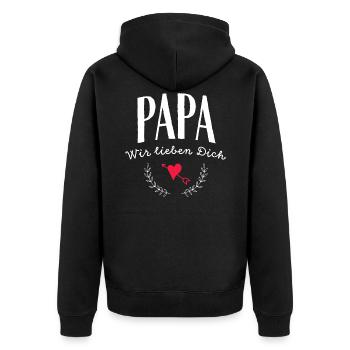Papa wir lieben Dich - Unisex Premium Bio Zip Hoodie - Schwarz - Hinten - Nico (187cm)