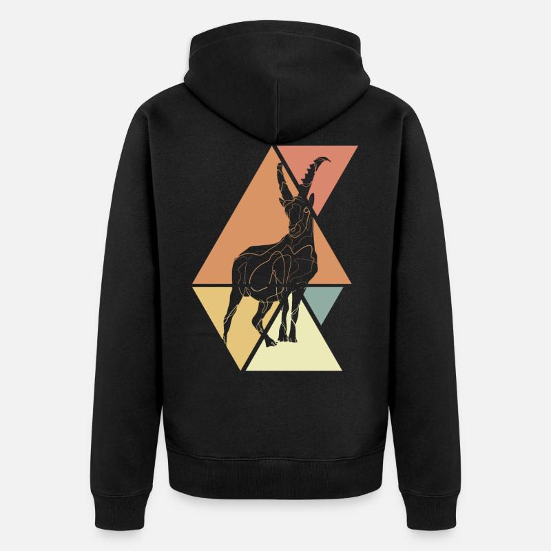 Steinbock Tier - Unisex Premium Bio Zip Hoodie - Schwarz