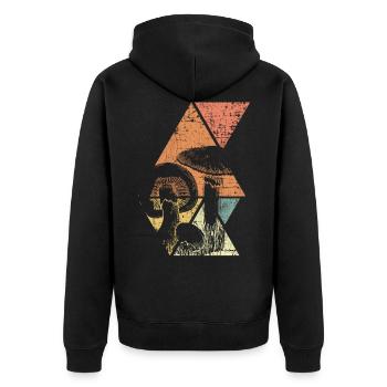 Pilze Shrooms - Unisex Premium Bio Zip Hoodie - Schwarz - Hinten - Nico (187cm)