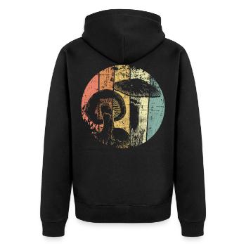 Zauberpilze Pilz - Unisex Premium Bio Zip Hoodie - Schwarz - Hinten - Nico (187cm)
