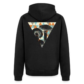 Pilze - Unisex Premium Bio Zip Hoodie - Schwarz - Hinten - Nico (187cm)