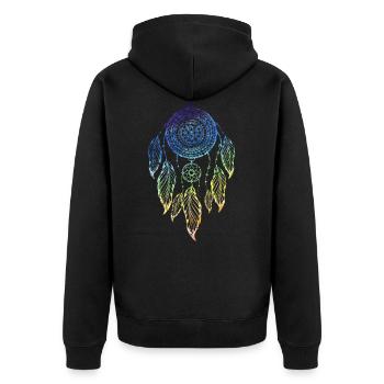 Traumfänger - Unisex Premium Bio Zip Hoodie - Schwarz - Hinten - Nico (187cm)