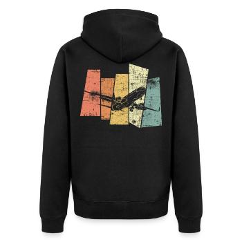 Airplane - Unisex Premium Organic Zip Hoodie - black - Back - Nico (187cm)