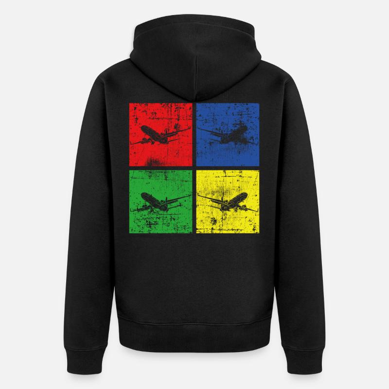 Flugzeug retro - Unisex Premium Bio Zip Hoodie - Schwarz