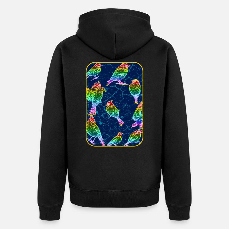 Bunte Vögel - Unisex Premium Bio Zip Hoodie - Schwarz