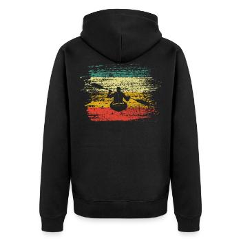 Kajak Rudern - Unisex Premium Bio Zip Hoodie - Schwarz - Hinten - Nico (187cm)