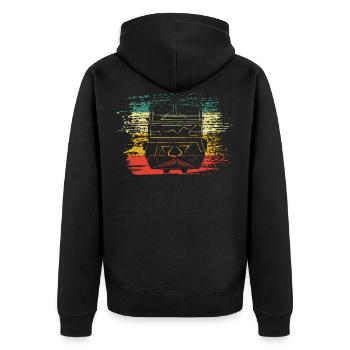 Zug - Unisex Premium Bio Zip Hoodie - Schwarz - Hinten - Nico (187cm)