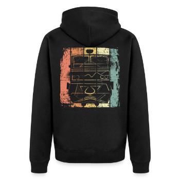 Railroad - Unisex Premium Organic Zip Hoodie - black - Back - Nico (187cm)
