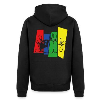 Bowling - Unisex Premium Bio Zip Hoodie - Schwarz - Hinten - Nico (187cm)
