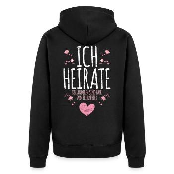 Junggesellenabschied Braut - Unisex Premium Bio Zip Hoodie - Schwarz - Hinten - Nico (187cm)
