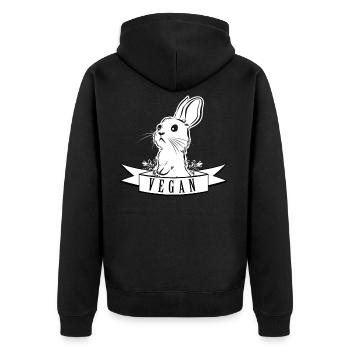 Végétalien Lapin Lapin Lapin Lapin Végétarien - Veste à capuche bio Premium Unisexe - noir - Dos - Nico (187cm)