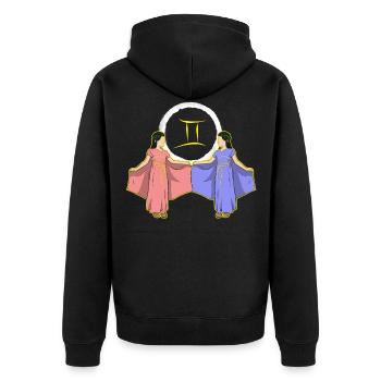 Sternzeichen Zwilling Gemini - Unisex Premium Bio Zip Hoodie - Schwarz - Hinten - Nico (187cm)