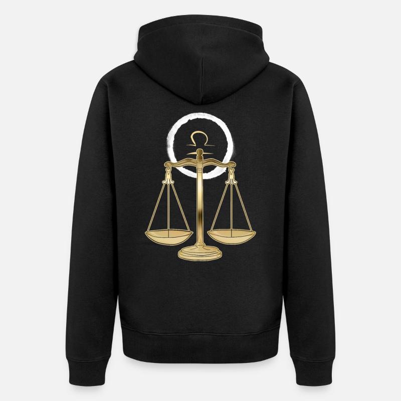 Zodiac Libra Libra - Unisex Premium Organic Zip Hoodie - black