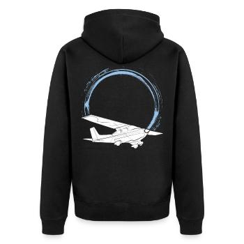 Pilot - Unisex Premium Organic Zip Hoodie - black - Back - Nico (187cm)