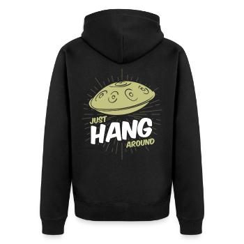Handpan Hang Snail Music Sound T-Shirt Tee - Unisex Premium Organic Zip Hoodie - black - Back - Nico (187cm)