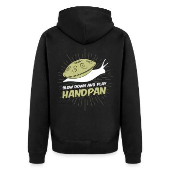 Handpan Hang Snail Music Sound T-Shirt Tee - Unisex Premium Organic Zip Hoodie - black - Back - Nico (187cm)