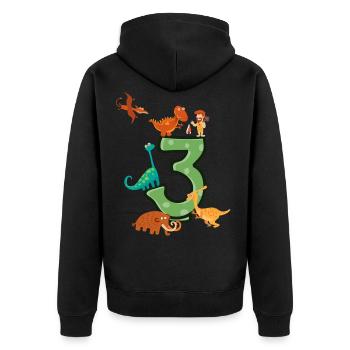 T-shirt anniversaire 3 ans jeunes dinosaures - Veste à capuche bio Premium Unisexe - noir - Dos - Nico (187cm)