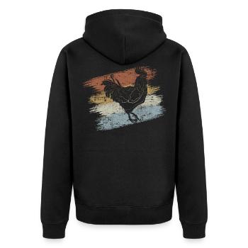 Bauernhof Hahn - Unisex Premium Bio Zip Hoodie - Schwarz - Hinten - Nico (187cm)
