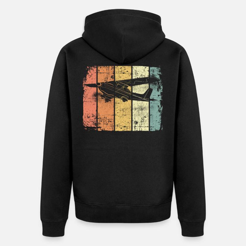 Flugzeug retro Pilot - Unisex Premium Bio Zip Hoodie - Schwarz