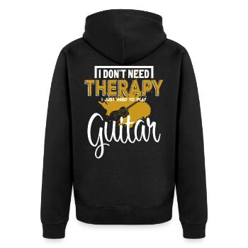 Gitarre Musiker Gitarrist - Unisex Premium Bio Zip Hoodie - Schwarz - Hinten - Nico (187cm)