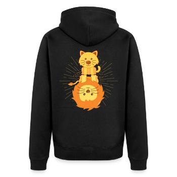 Chat miroir Lion, crois en toi, chemise douce - Veste à capuche bio Premium Unisexe - noir - Dos - Nico (187cm)