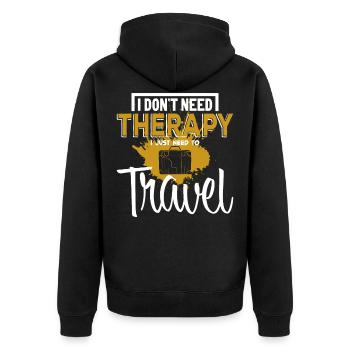 Reisen - Unisex Premium Bio Zip Hoodie - Schwarz - Hinten - Nico (187cm)