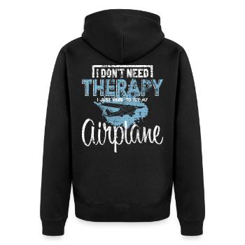 Pilot Flugzeug - Unisex Premium Bio Zip Hoodie - Schwarz - Hinten - Nico (187cm)