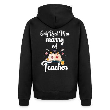Echte Männer heiraten Lehrer Lehrerin - Unisex Premium Bio Zip Hoodie - Schwarz - Hinten - Nico (187cm)