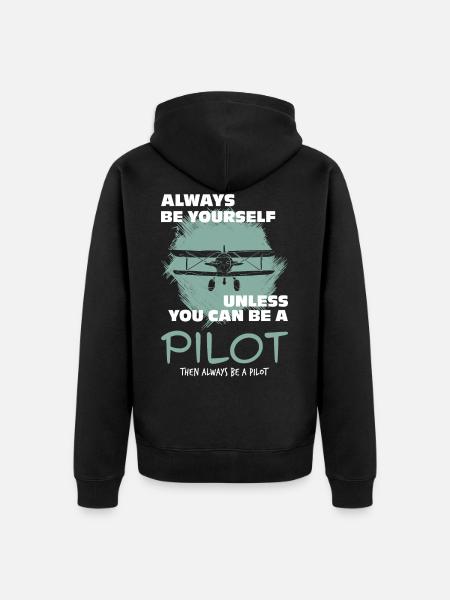 Pilot - Unisex Premium Organic Zip Hoodie - black