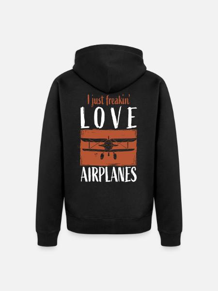 Airplane - Unisex Premium Organic Zip Hoodie - black