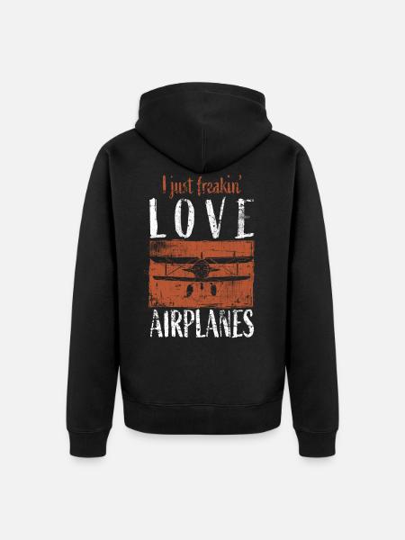 Airplane - Unisex Premium Organic Zip Hoodie - black