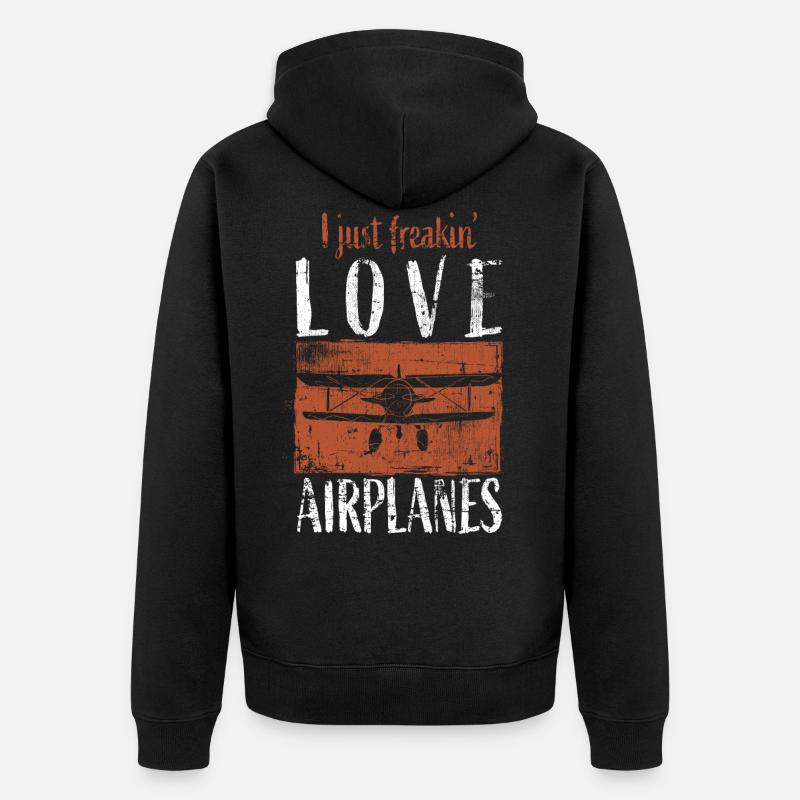 Flugzeug - Unisex Premium Bio Zip Hoodie - Schwarz
