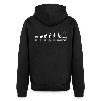 Angler Shirt Wochenende Woche Evolution Angeln - Unisex Premium Bio Zip Hoodie - Schwarz - Hinten - Nico (187cm)