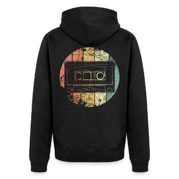 Kassette retro Musik - Unisex Premium Bio Zip Hoodie - Schwarz - Hinten - Nico (187cm)
