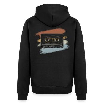 Kassette 90er Jahre Musik - Unisex Premium Bio Zip Hoodie - Schwarz - Hinten - Nico (187cm)