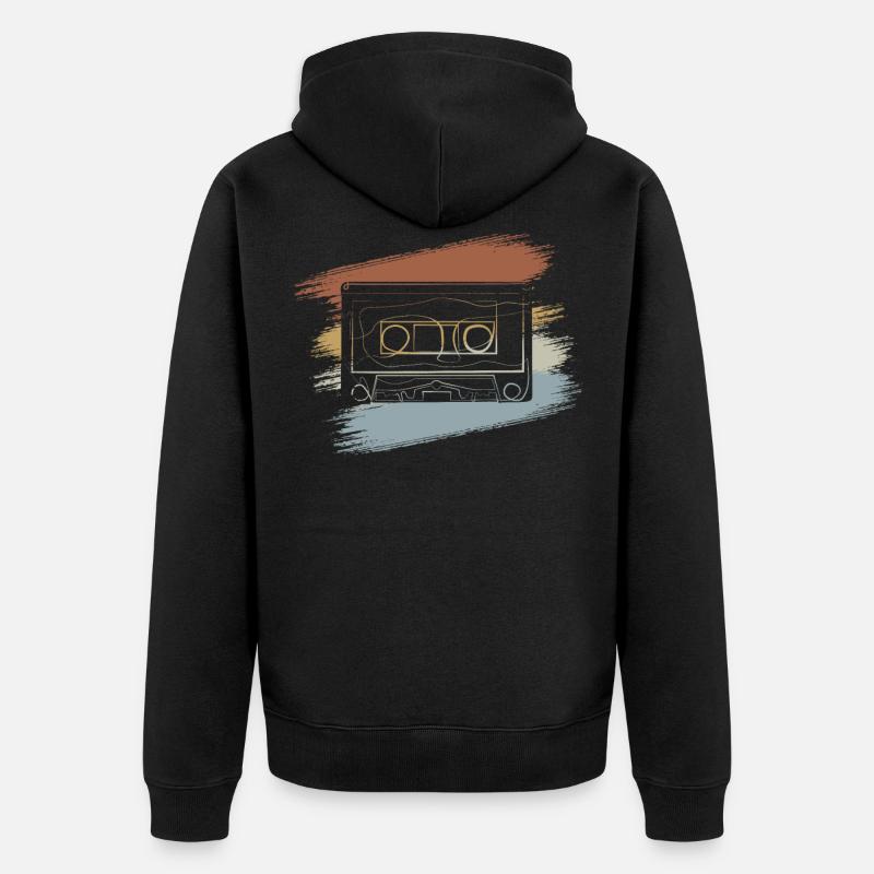 Cassette des années 90 Musique - Veste à capuche bio Premium Unisexe - noir
